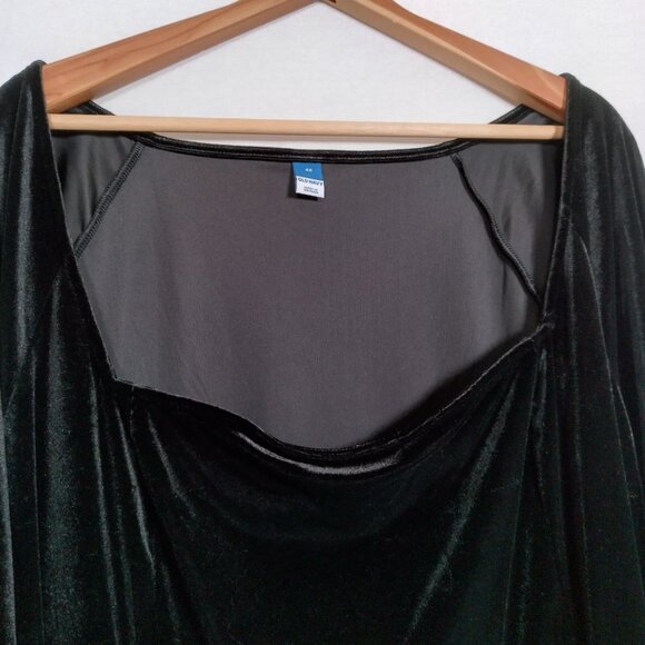 Old Navy Dress Plus Size 4X Flare Mini Black Jack Stretch Velour Long Sleeve New - Picture 4 of 16